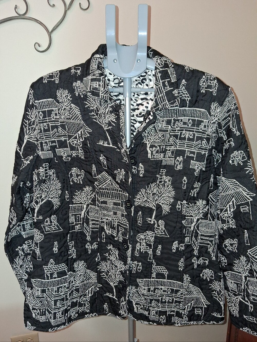 Chico's Reversible Quilted Silk Blend Pagoda Prowl Larcia Jacket Size XL